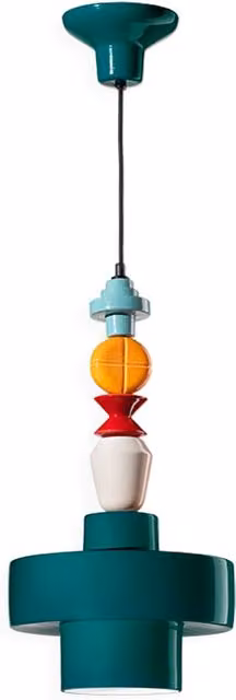 Lampada a sospensione Ferroluce Lariat C253 in ceramica verde stile Art Déco con attacco E27