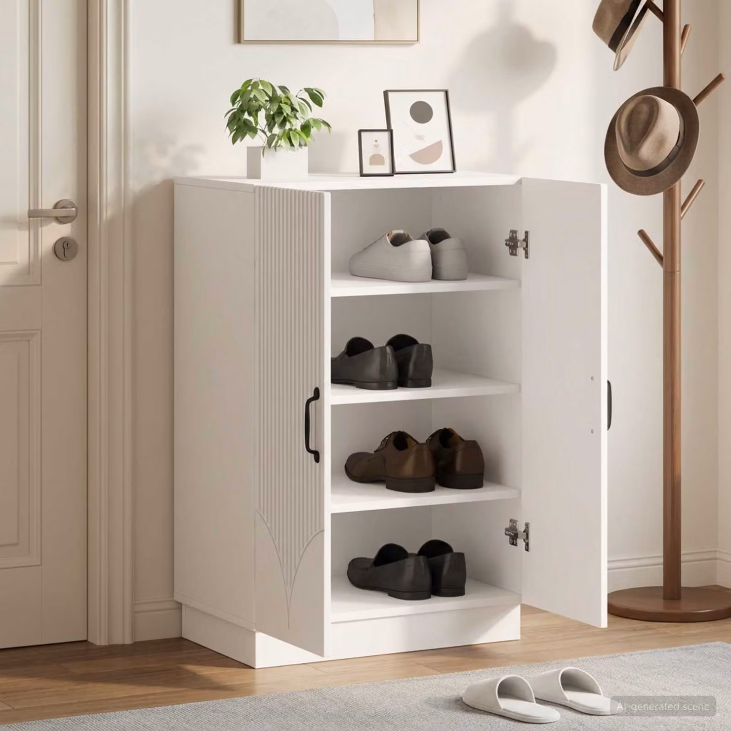 Mobile porta scarpe HOORN vidaXL Bianco L: 59,5 cm, P: 39,5 cm, H: 87 cm