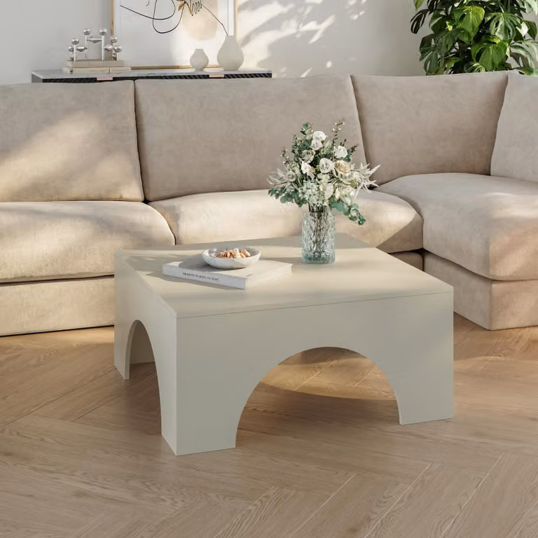 Tavolino da salotto 'Vivatka' 80 x 80 x 37 cm quadrato colore sabbia
