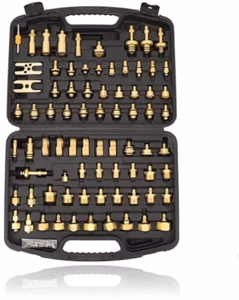 Kit per la rilevazione di perdite (77 pezzi) - Rilevatore di perdite per impianti di climatizzazione - Multifunzionale - Realizzato in ottone resistente all'usura - Ispezione precisa - Lunga durata