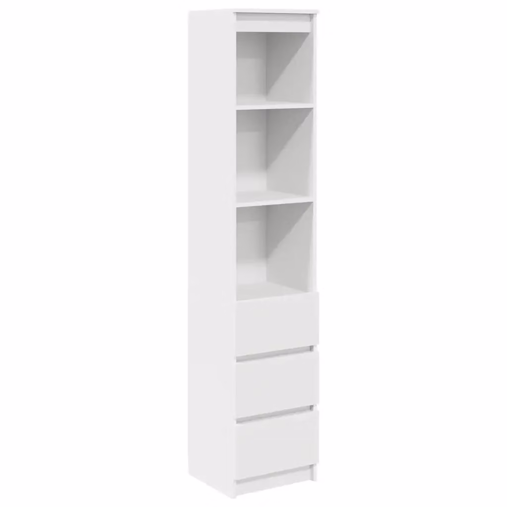 Credenza a parete bianca vidaXL con ripiani interni e ante con cassetti in legno e MDF L/P/H: 37,5 x 20 x 180 cm – 2