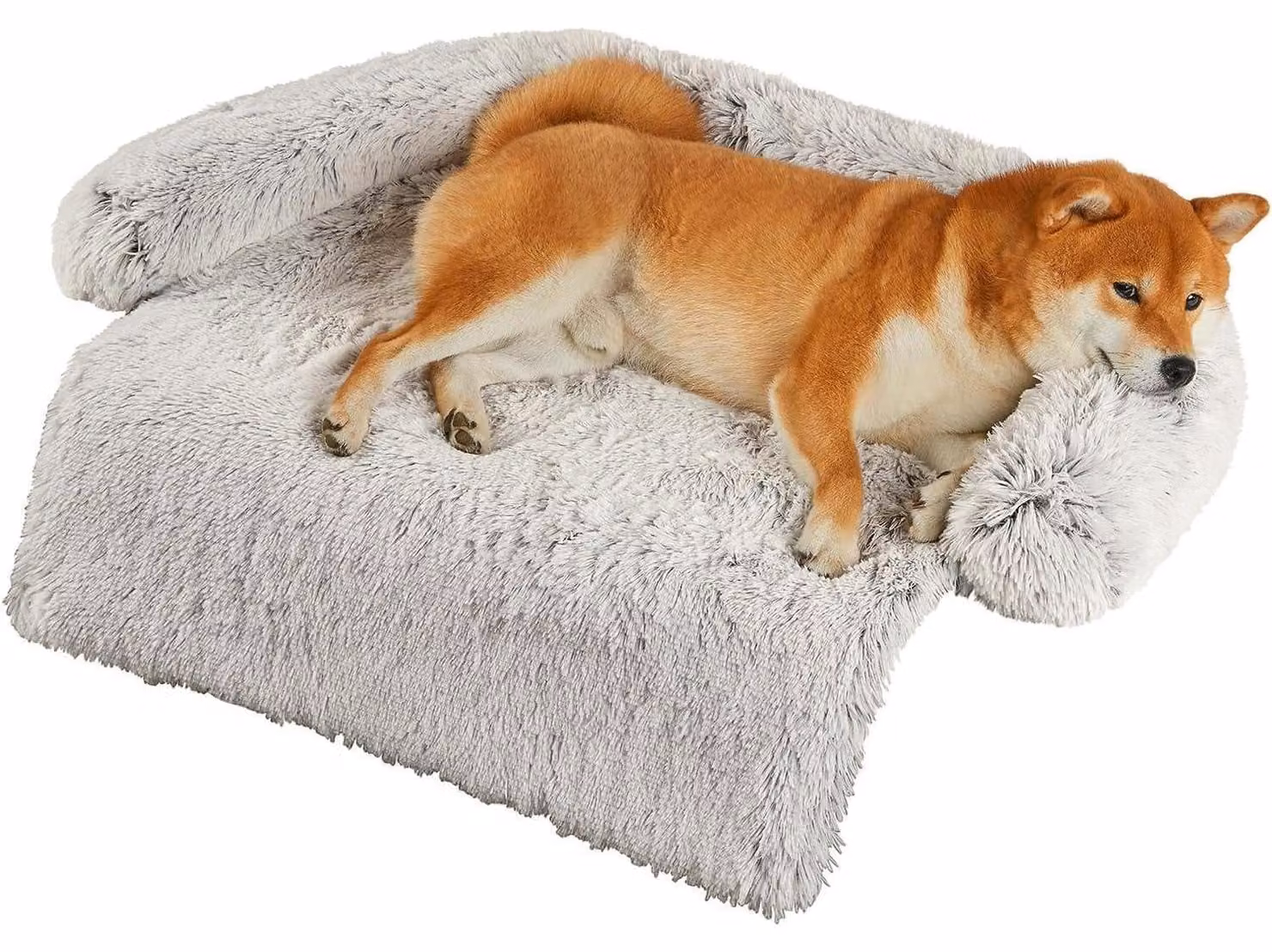 Cuccia per cani in peluche, morbida, antiscivolo, lavabile, color beige chiaro, dimensioni 60 x 55 x 10 cm