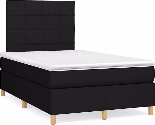 Letto a molle con materasso vidaXL in tessuto nero con illuminazione LED e porta USB L/P/H: 120 x 200 x 123 cm