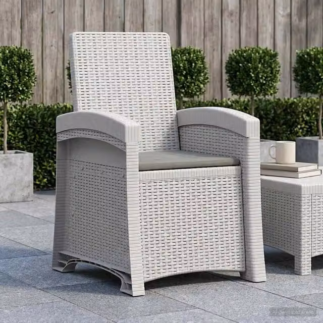 Sedia da giardino reclinabile vidaXL in effetto rattan bianco e grigio per adulti – 1
