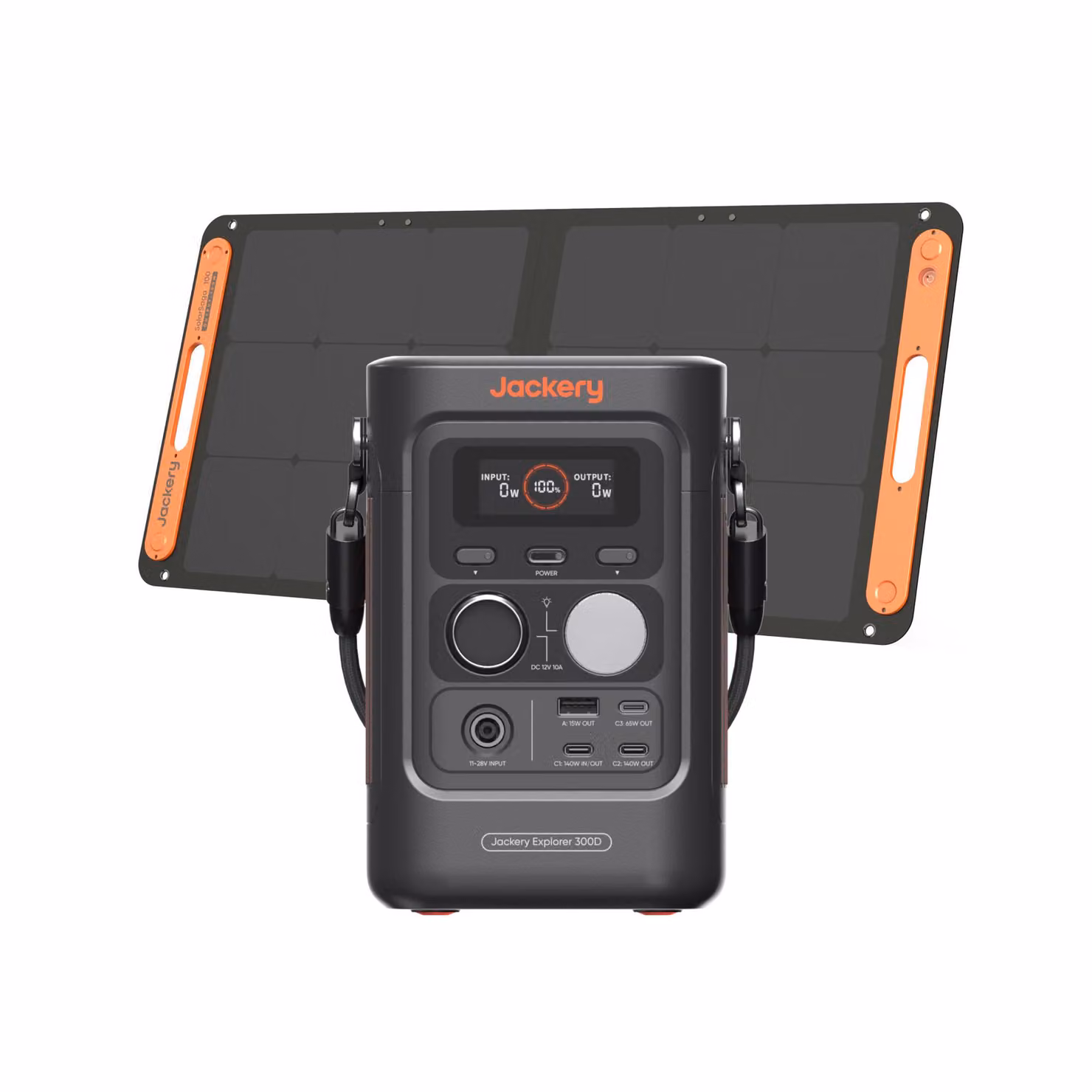 Jackery Explorer 300D Centrale elettrica portatile con pannello solare da 100W, banca di energia LFP da 288Wh, 5 uscite, generatore solare da 300W per il campeggio all'aperto e la casa