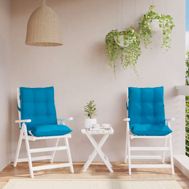 Set di 2 cuscini per sedia con schienale basso vidaXL in tessuto Oxford idrorepellente e traspirante, colore azzurro