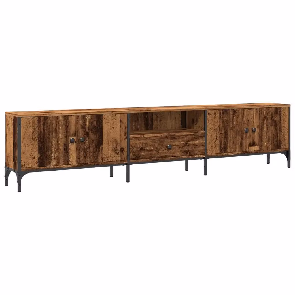 Mobile TV stile industrial vidaXL in legno e metallo marrone L: 200 cm, P: 25 cm, H: 44 cm – 2