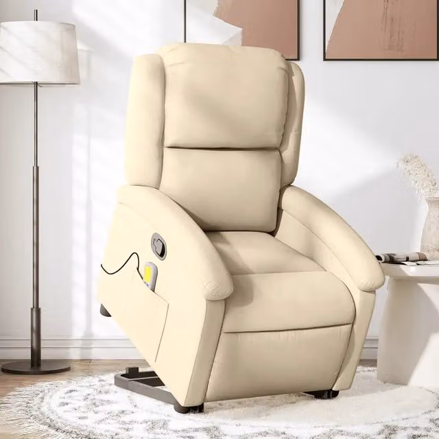 Poltrona Alzapersona Reclinabile con Assistenza Elettrica vidaXL in Tessuto Beige per Anziani