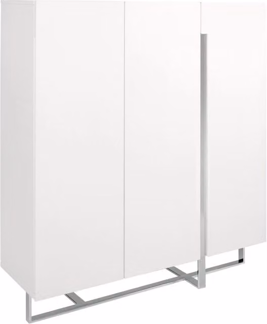 Credenza alta Angel Cerdá in legno bianco e metallo argento con cassetti soft close L: 120 cm, H: 135 cm, P: 42 cm