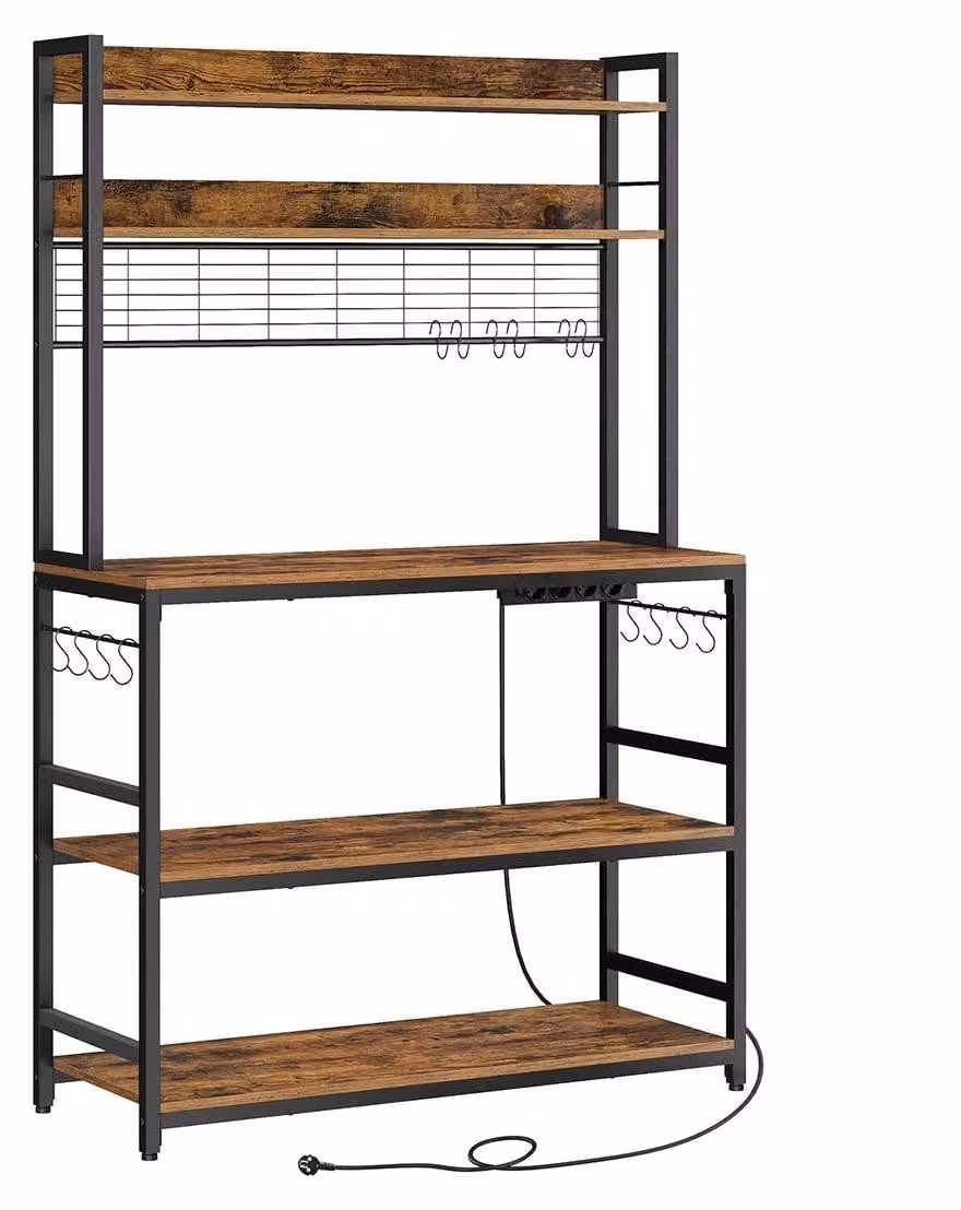 Ripiano per cucina con griglia – Marrone e nero – Acciaio – 40 x 100 x 170 cm