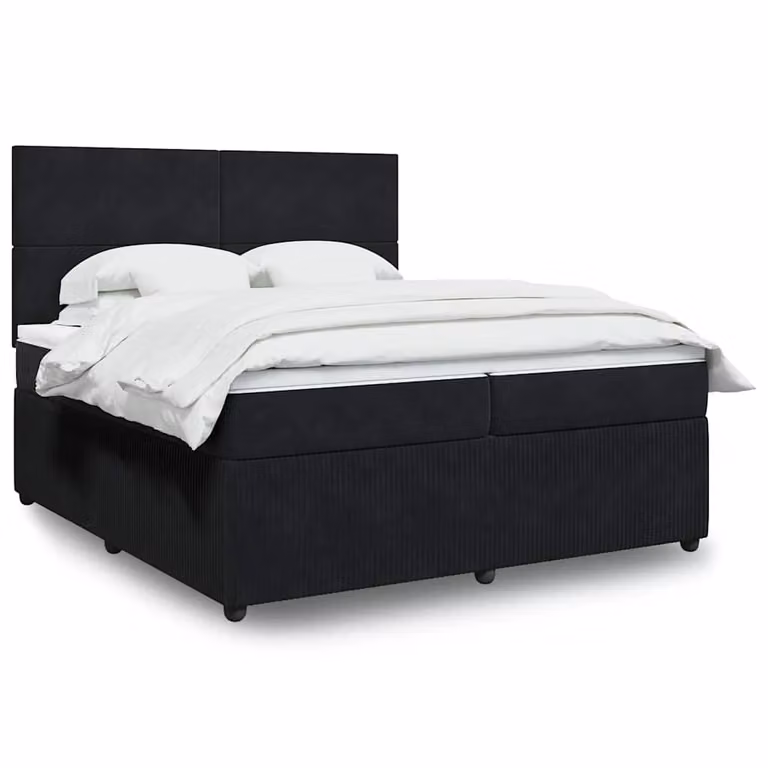 vidaXL Giroletto a Molle con Materasso in Velluto Nero 200 x 200 cm