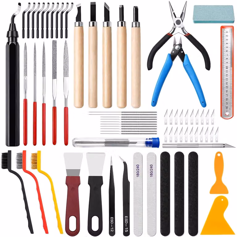Kit di accessori per stampante 3D, composto da 71 pezzi, per la stampa 3D, lime, coltelli, spazzole, pinze