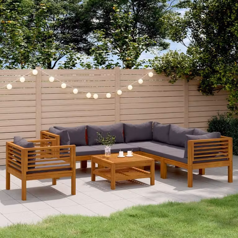 Maison Exclusive - Set da giardino da 7 pezzi con cuscini, in legno massello di acacia
