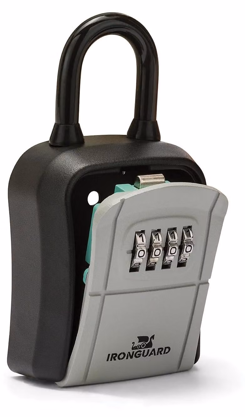 Cassaforte portachiavi, modello base con lucchetto, colore grigio