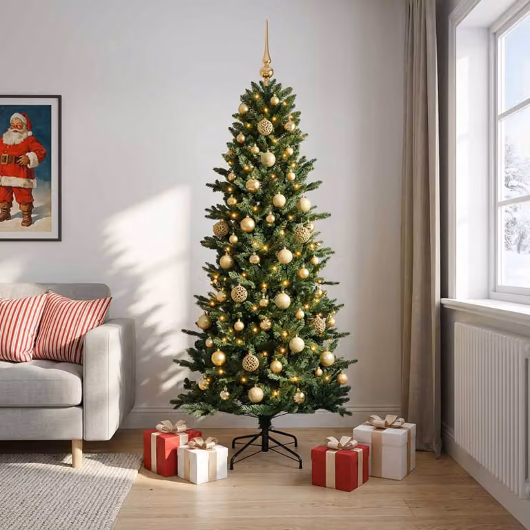 vidaXL Albero di Natale artificiale con palline 210 cm 300 LED