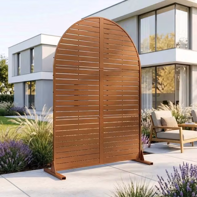Paravento Arcuato Nodepp in Acciaio Galvanizzato Marrone CASA.PRO H: 180 cm x L: 90 cm x P: 40 cm