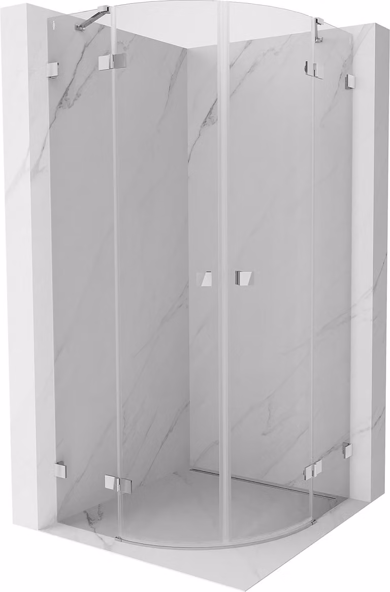 Mexen Lunar cabina doccia semicircolare a battente 70 x 70 cm, trasparente, cromo - 833-070L-070P-01-00