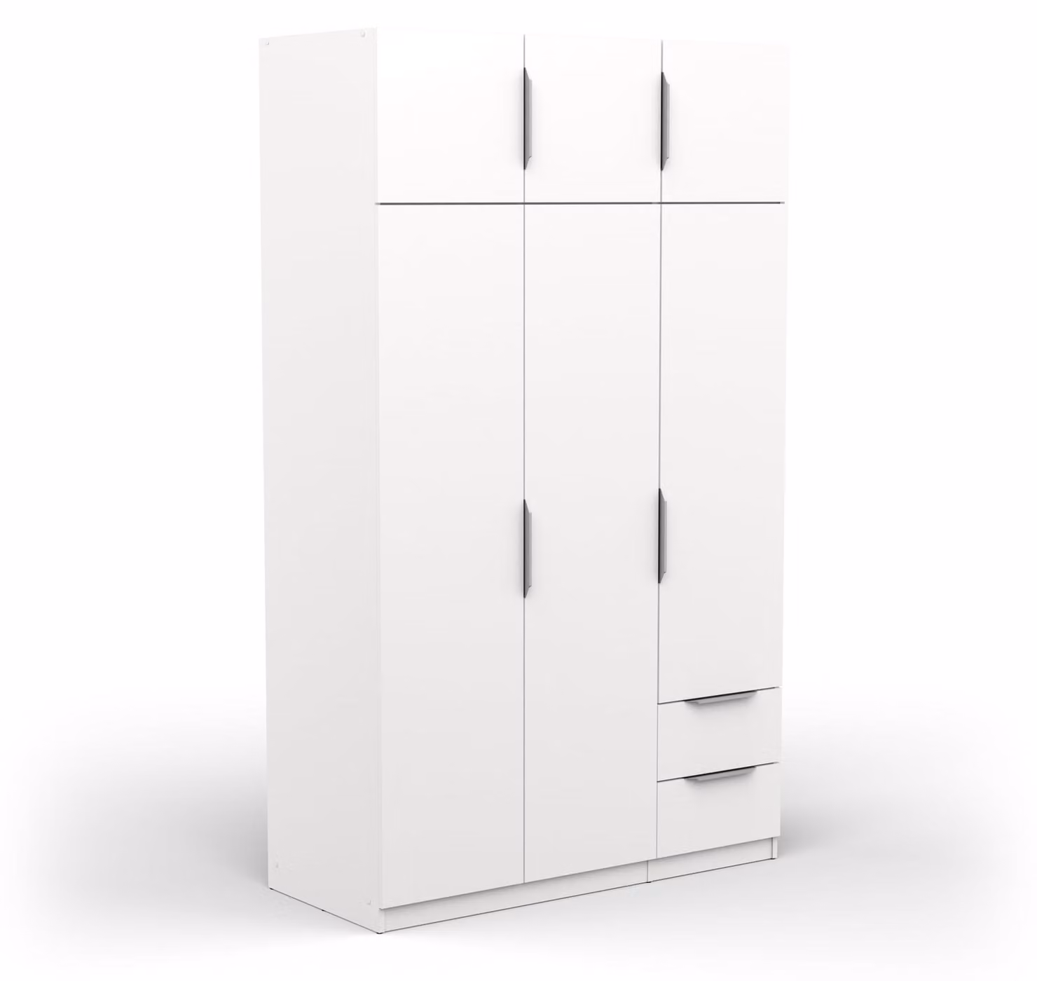 Armadio a 6 ante, 5 ripiani, 2 cassetti, bianco, 119,4 x 51,1 x 203 cm