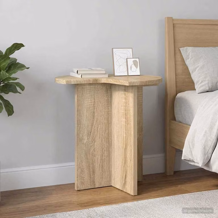 vidaXL Tavolo laterale rotondo in legno Rovere Sonoma marrone L: 39 cm, P: 38 cm, H: 60 cm