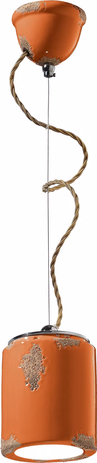 Lampada a sospensione in Vetroceramica E27 Ø 12,5 cm H: max. 114 cm Arancione Shabby Antica lampada rotonda in Vetroceramica vintage