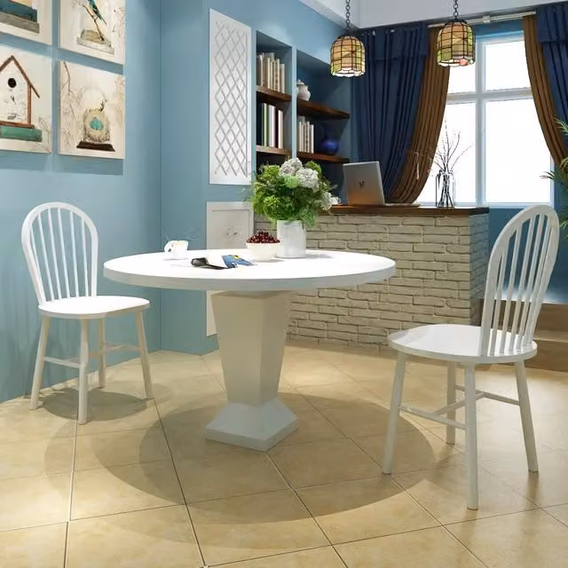 Set di 2 sedie da pranzo bianche in legno di Hevea laccato vidaXL