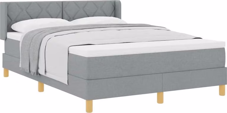 Letto a molle con materasso grigio chiaro 140 x 200 cm in tessuto