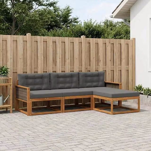 Set di divani da esterno 4 pz Naturale e Antracite 3382460