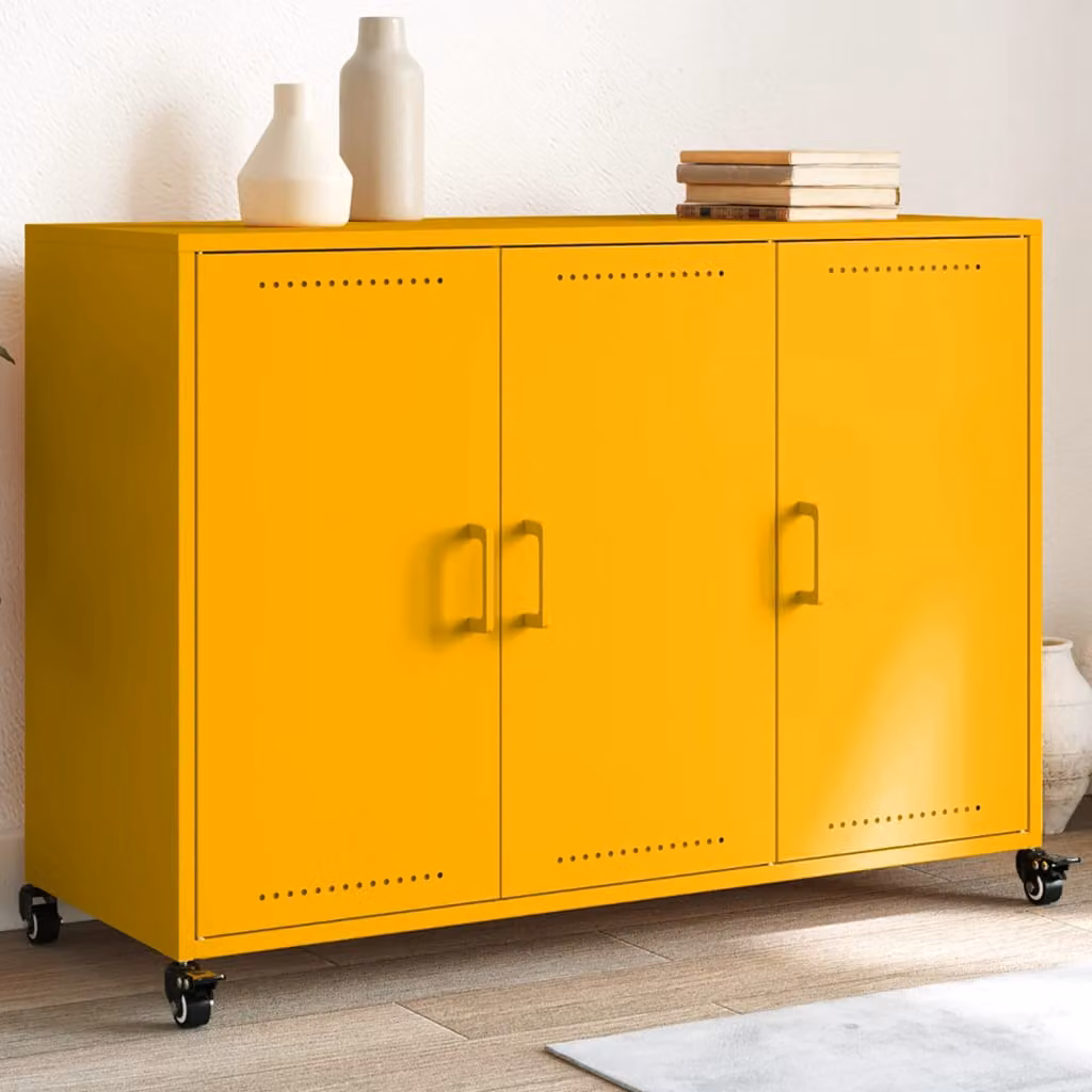 vidaXL Credenza in Metallo Giallo L: 100,5 cm, P: 39 cm, H: 72 cm
