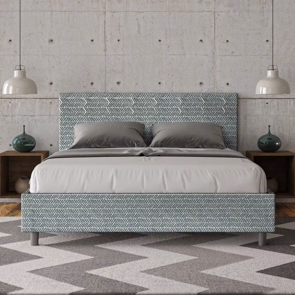 Letto Matrimoniale Adele Aragona 7 di GIORDANOSHOP con Rete Rigida in Tessuto Azzurro L/P/H: 160 x 200 x 106 cm – 2