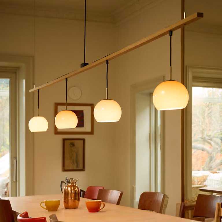 FRANDSEN Lampada a sospensione in vetro Ball, dimmerabile, Alluminio / Grigio / Zincato, Soggiorno / Sala da pranzo, Vetro, Design, Lampada a sospensione