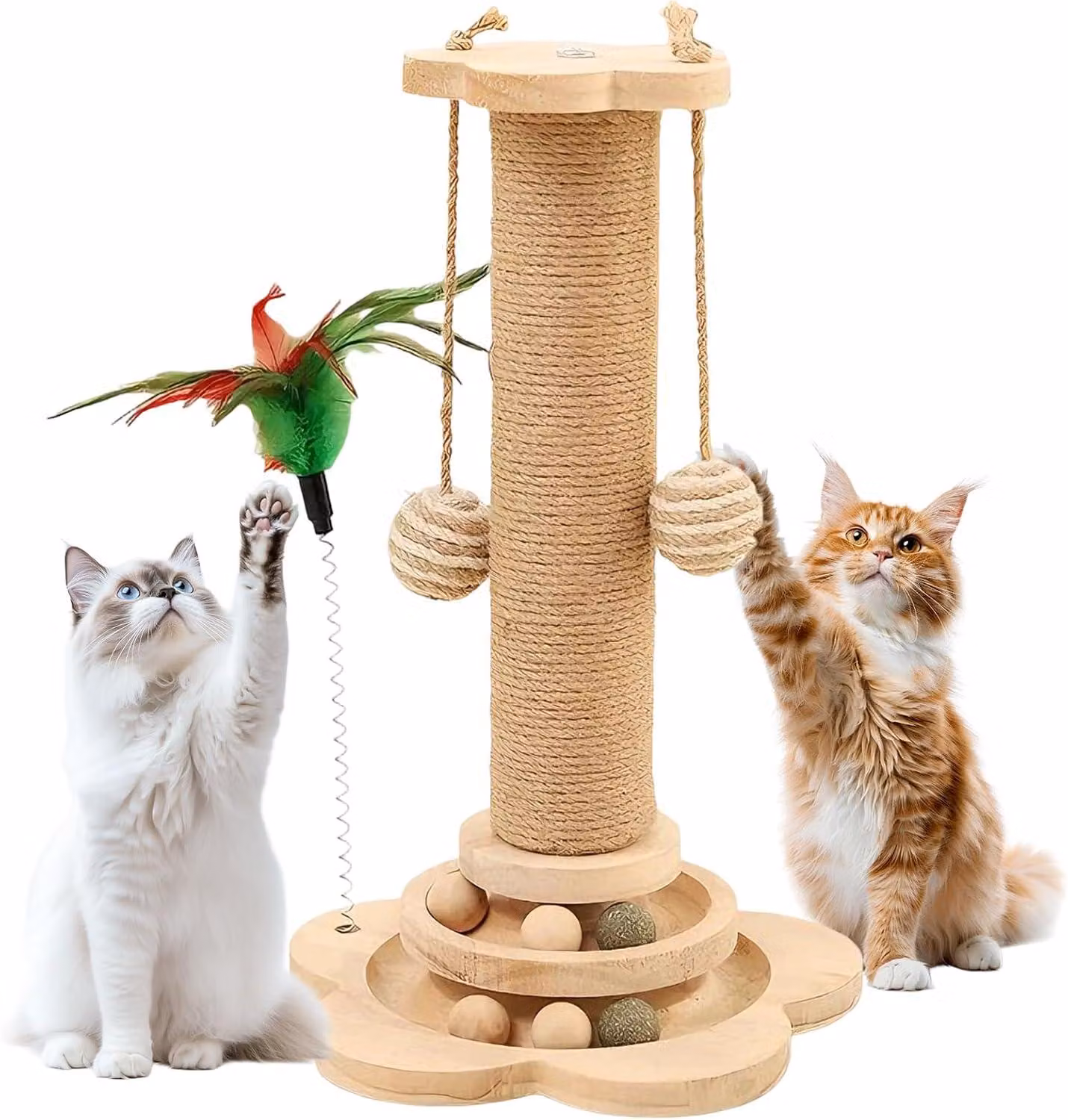 Kratzbaum da 46 cm, corda in sisal, gioco sospeso, legno, per uso domestico