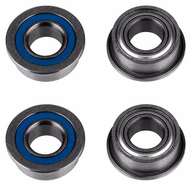 4 cuscinetti a sfera con flangia, dimensioni 5x10x4 mm.