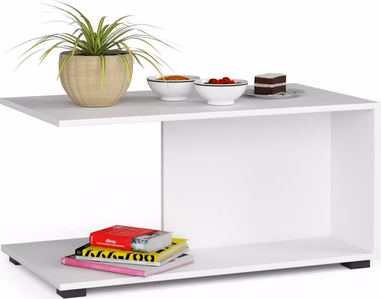 Tavolino da caffè MARGO BIANCO Design Elegante e Pratico 90 cm 45 cm 50 cm