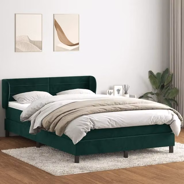 Giroletto a Molle con Materasso Verde Scuro 160x220 cm Velluto 3317658