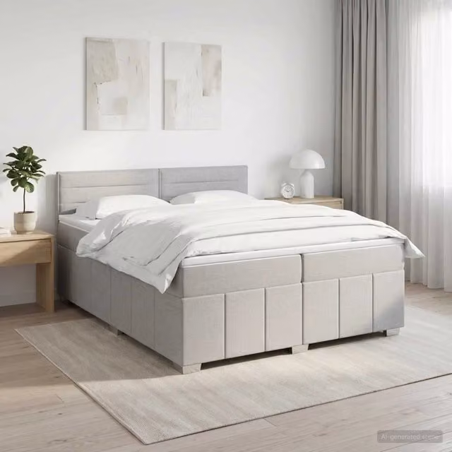 Letto box spring con materasso ibrido vidaXL Grigio Chiaro L/P: 200 x 200 cm