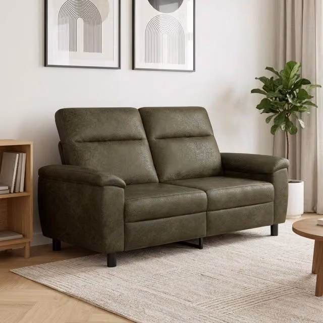 Divano moderno vidaXL in ecopelle verde e nero con struttura in metallo, L: 178 cm, P: 90 cm, H: 95 cm – 1