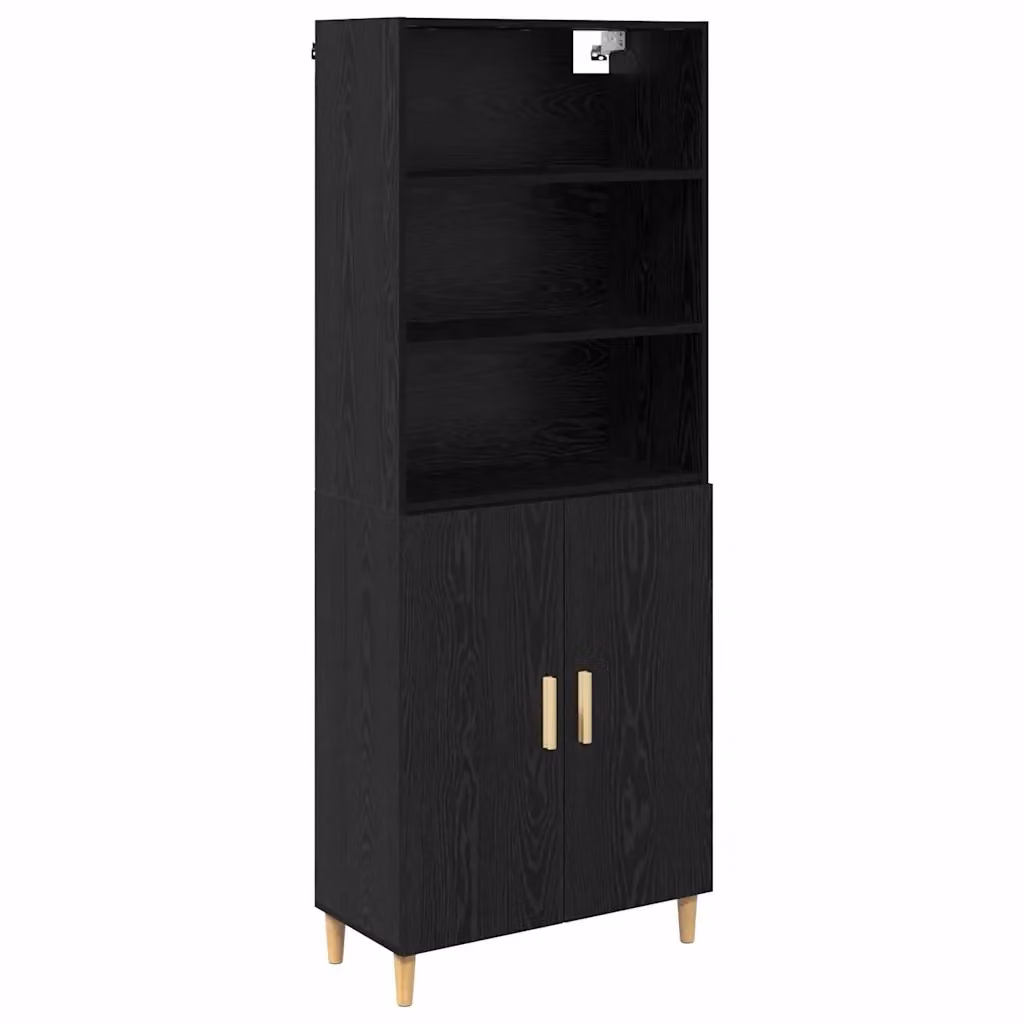 Credenza Buffet Moderna vidaXL in Legno Rovere e Nero per Soggiorno e Sala da Pranzo L: 69,5 cm, P: 34 cm, H: 180 cm – 2