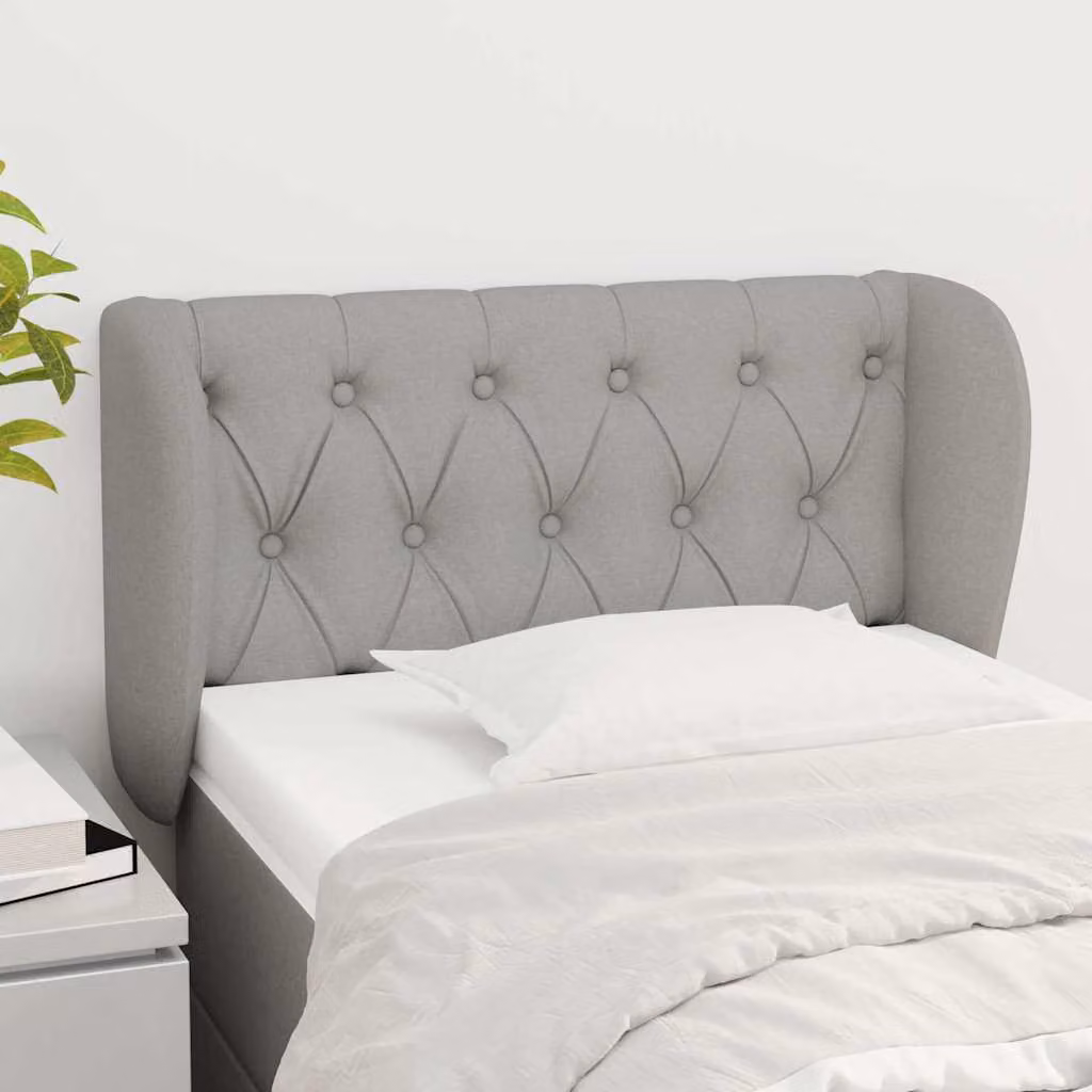 Testiera ad orecchio vidaXL in tessuto grigio chiaro con struttura in legno L: 83 cm, P: 23 cm, H: 78-88 cm