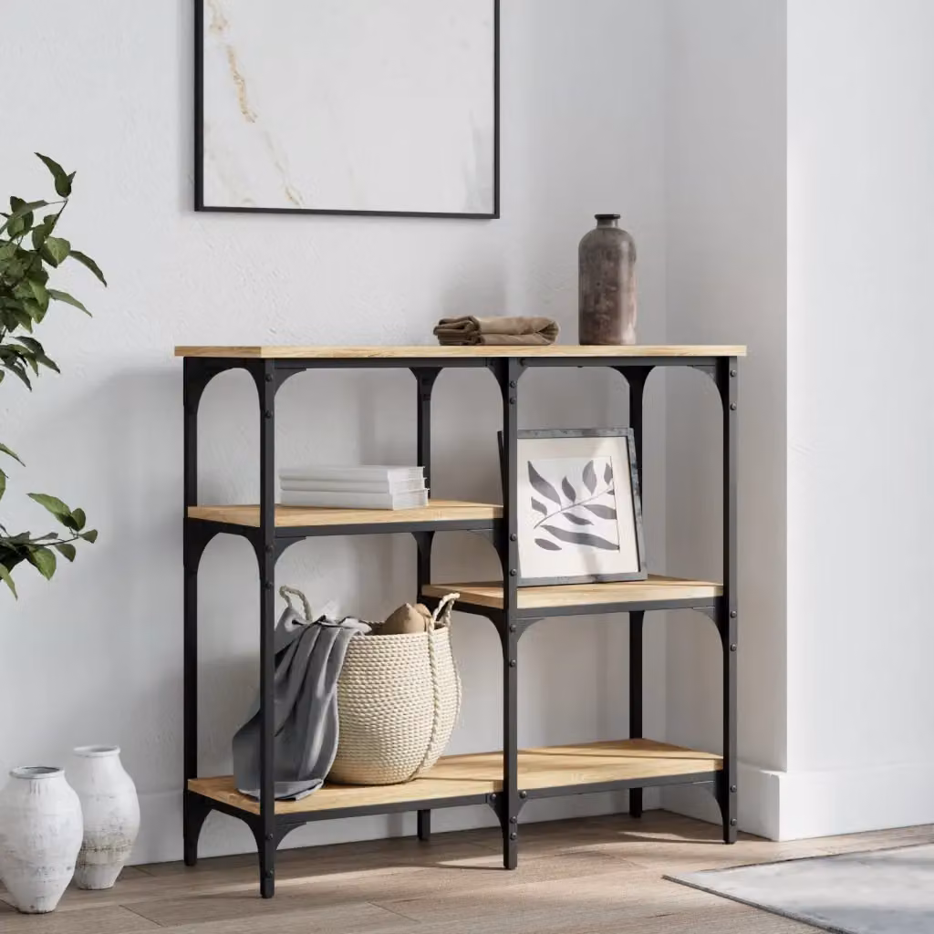 vidaXL Tavolo Consolle in Legno Rovere Sonoma Marrone L: 80 cm, P: 29 cm, H: 75 cm