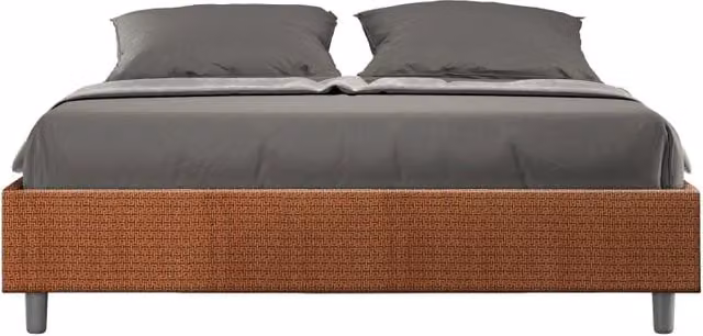 Letto Sommier imbottito Matrimoniale 160x190 cm tessuto Labirinto Azelia - Con rete,Arancione