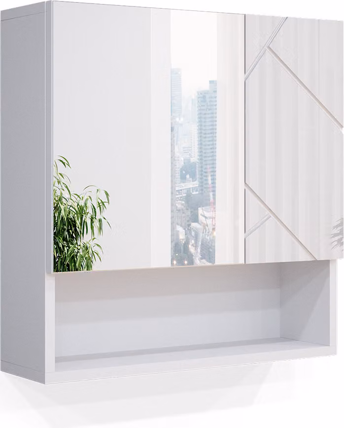 Specchio contenitore bagno Vicco Irma Bianco lucido 54 x 55 cm, Model 34519