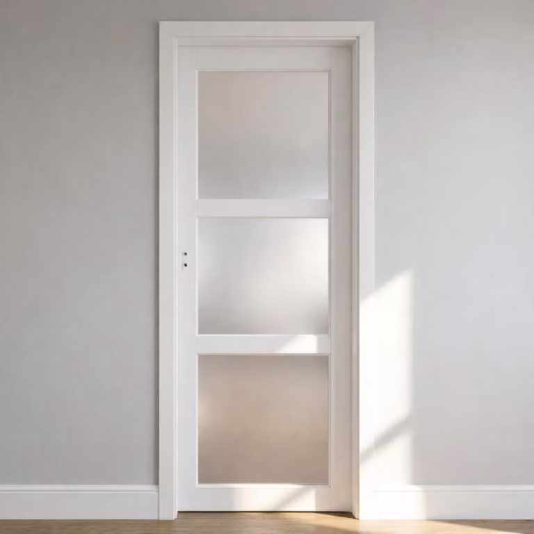 Bloc Porta Kenya Bianco Vetro H204 x L73 cm Cornice Tavolo P. destro GD MENUISERIES