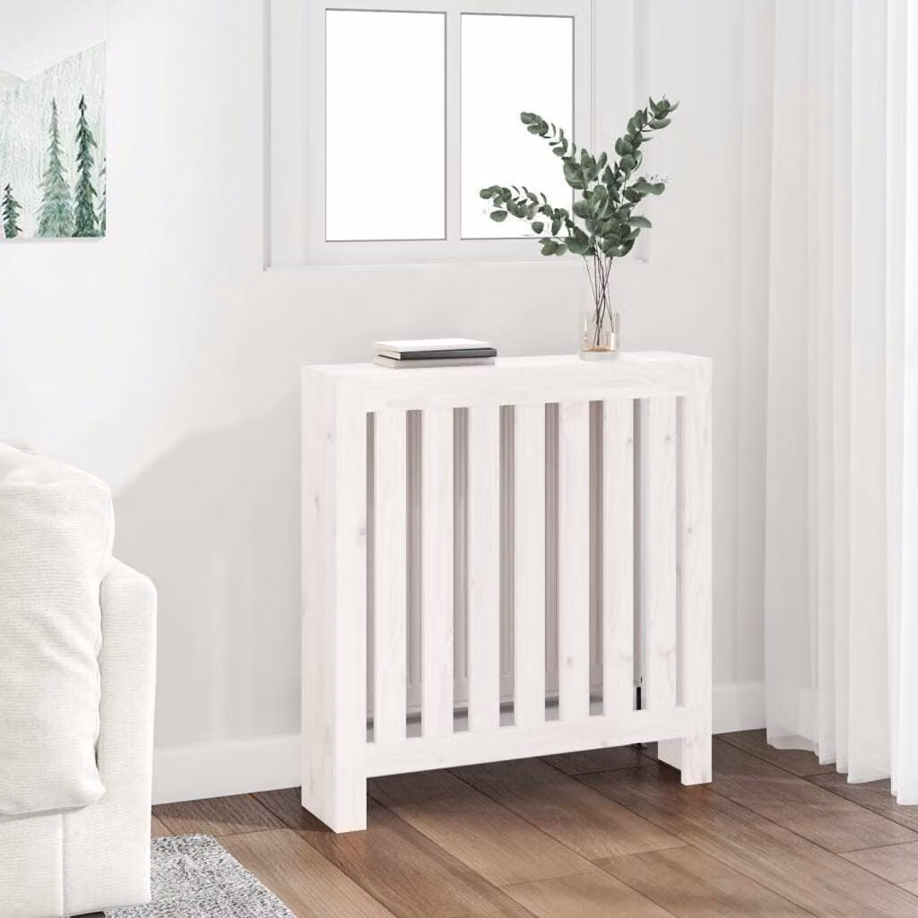 The Living Store Rivestimento per radiatori bianco 79,5x19x84 cm in legno di pino massiccio
