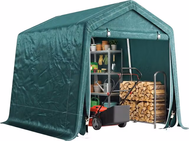 Tendone Garage Outsunny per Auto, Moto e Biciclette, Casetta da Giardino in Metallo e Tessuto PE, Verde, L: 240 cm x P: 200 cm – 1