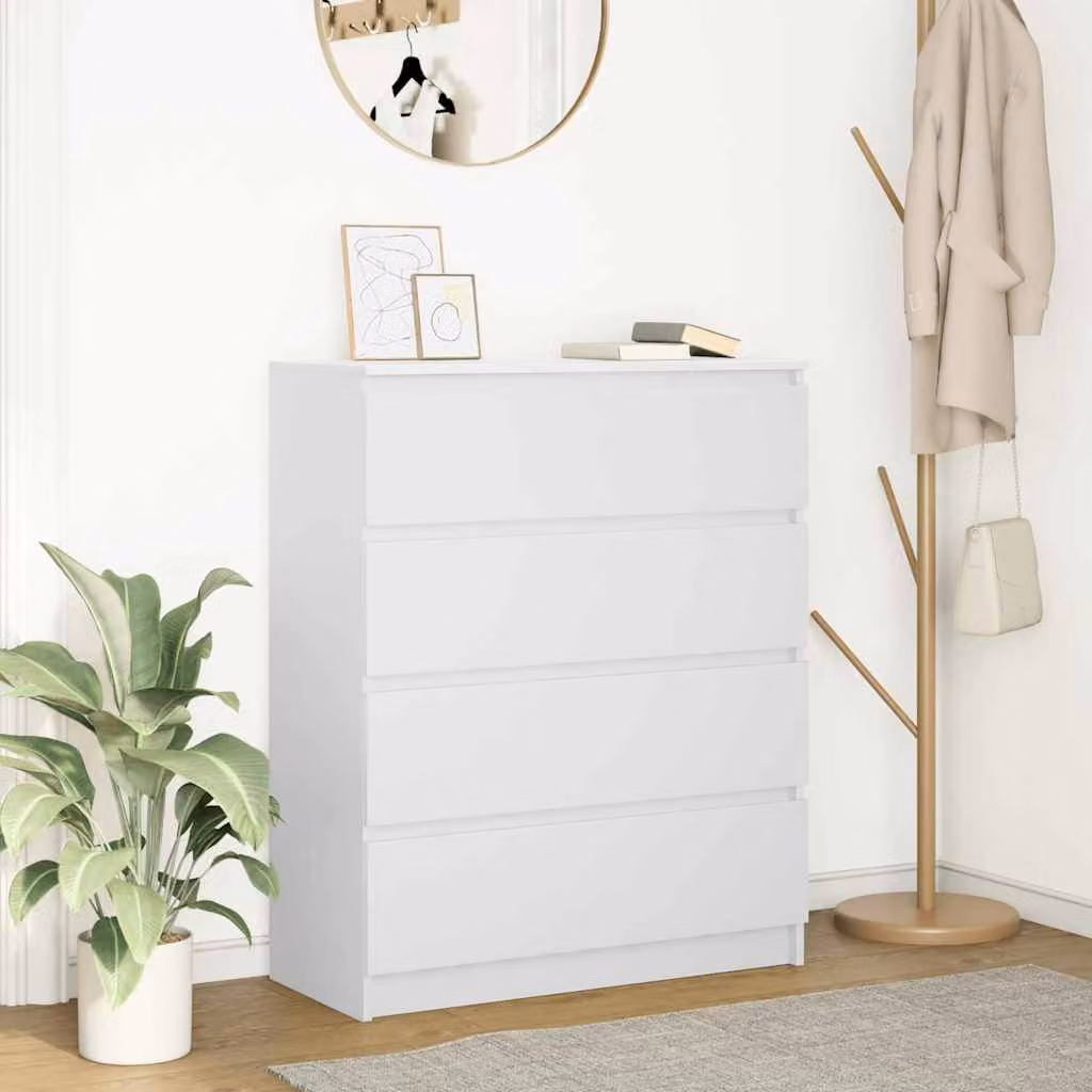 Credenza bianca vidaXL in legno e MDF con design minimalista, L 80 cm x P 35 cm x H 99 cm
