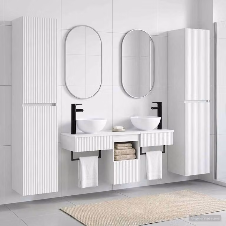 Set di mobili per il bagno moderno vidaXL in 5 pezzi Bianco L/P/H: 33 x 34,5 x 160 cm