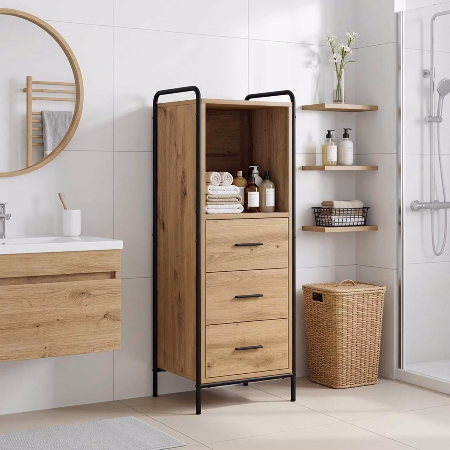 vidaXL Mobile da Bagno Rovere Artigianale 40 x 36 x 109,5 cm