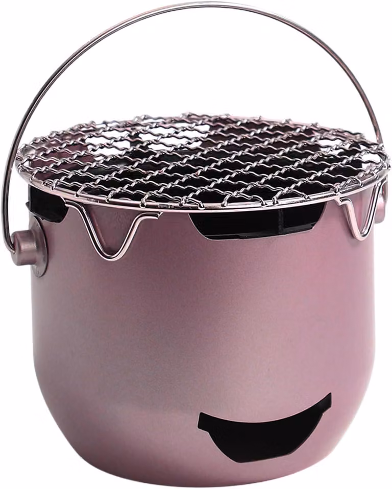 Mini barbecue a carbone - Griglia portatile - Griglia da campeggio - Griglia da tavolo - 15 x 12 cm - Ideale per campeggio, giardino, camper e picnic - Colore: viola