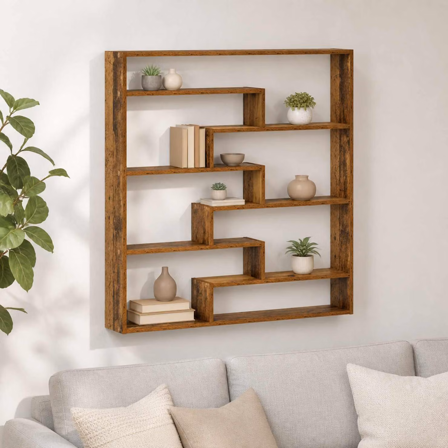 Scaffale da parete moderno vidaXL in legno marrone L: 103 cm, P: 17 cm, H: 102 cm