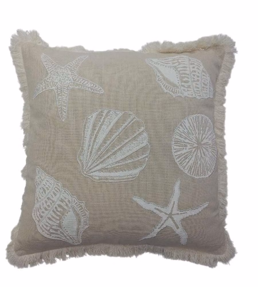 Domo Mea Cuscino decorativo beige 45x45 cm conchiglie e frange